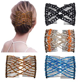Ruihfas 4Pcs Maigc Stretch Double Combs Hair Clips for Easy Ponytails, Updo and Twists, Thick and Thin Hair