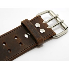 Forest Hill Leather by Isaac Construction Grade, Two Prong, Heavy Duty, Full Grain Leather Belt, 2” Wide, Made in USA (Distressed Brown, Black Stitch, Silver Buckle, 36 inches (Waist 34))