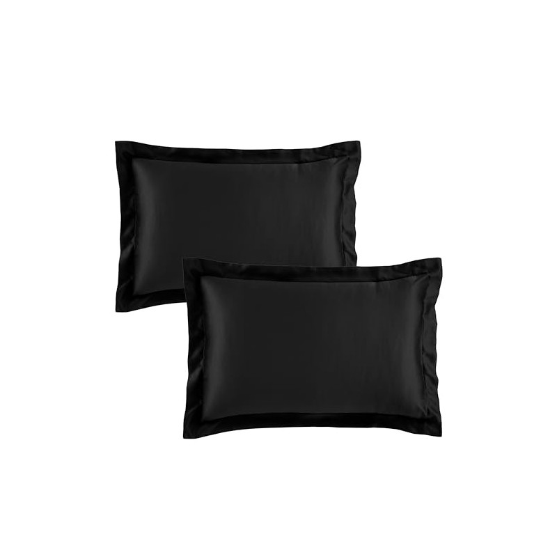 Catherine Lansfield Silky Soft Satin Oxford Pillow case Pair Black