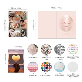 Vision Board Supplies for Women, Scrapbook Kit and Collage Book Magazines, Vision Board Pictures and Quotes, Inspire and Create Life Goals (Pink)