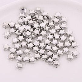 1000 Pcs Plastic Star Beads - Bracelet Making Kit, Cute Loose Beads, Small & Large Hole, Silver