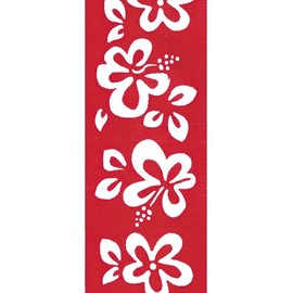 Offray Hibiscus Floral Craft Ribbon, 1-1/2-Inch Wide by 10-Yard Spool, Red