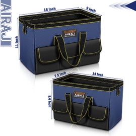 Tool Bag 2-Pack Set | AIRAJ 14" & 18" Portable Tool Storage Bag | Wide Mouth Tool Bags for Men and Women | Small Tool Tote | Tool Organizer for Home Repairs,Garage Storage,Professional Work | Tool Box