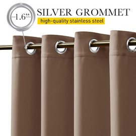 NICETOWN 2 Panels Weighted Blackout Curtains Patio Waterproof Outdoor Curtains, Thermal Insulated Top & Bottom Grommet & Back Tab Wind-Break Drapes Privacy for Pergola, W52 by L84, Tan-Khaki