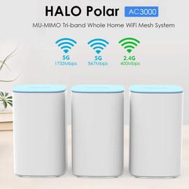 Wavlink Whole Home Mesh WiFi System, Tri-Band, 2.4GHz/400Mbps+5GHz/867Mbps+1733 Mbps, Up to 6,000 Sq.ft. Coverage, AC3000 WiFi Router and Two Extender, 3-Pack