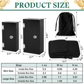 Large and Small Black Acrylic Cash Box for Gambler 2 Pack, Winners Bank with Keys, Slot, Storage Bag, Waist Bag, Portable Casino Gambling Money Organizer Safe Lock Box, Control Gambling