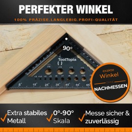 Carpenter's Square 180 mm - Precise Try Square Set with Deep Hole Marker, Precise 90 Degree Carpenter's Angle as a Tool for Woodworking, Metal & More, Gift for Carpenters, Carpenters & DIY Enthusiasts