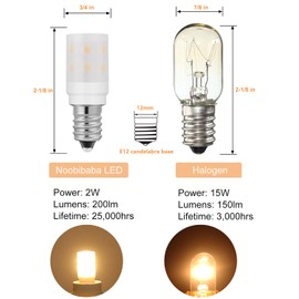 Noobibaba Dryer Light Bulb, 120V 10W Dryer Bulb Replacement for GE LG Maytag Appliances, WE05X20431 WP22002263 E12 Candelabra Base Bulb, 2W 200lm Not Dimmable Warm White 2-Count