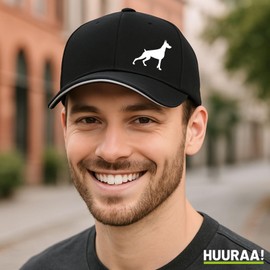 Huuraa Cap Hat Doberman Silhouette Gift Doberman Gift Idea, Black/Light Grey, Unit size