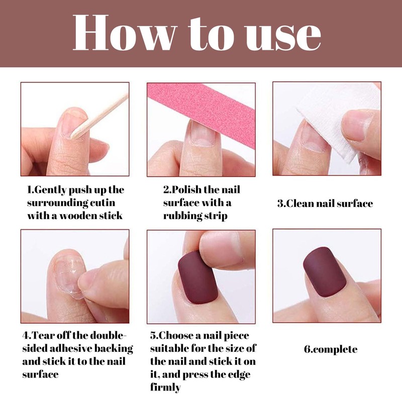 Giyehehi 24 Press-On Ombre False Nails, Medium Almond Shape, with