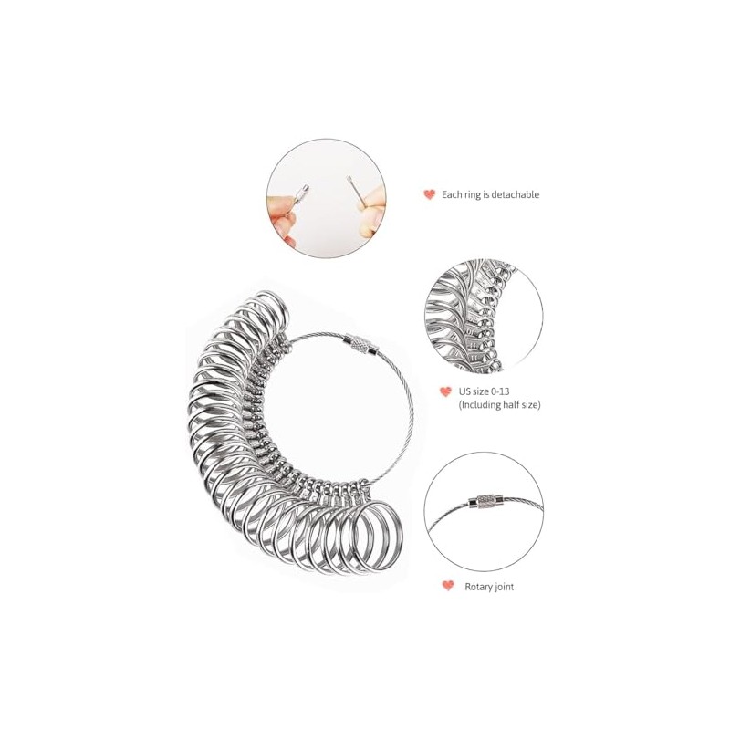 Meowoo Ring Sizer Measuring Tool Set, Metal Ring Guage for