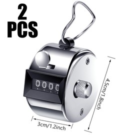 ALEEIK Hand Counter, 2 Pieces, Hand Counter, Mechanical Click Counter, Finger Counter, Metal Counter, Clicker, Counter, 4-Digit Counter for Golf Counting, Knitting