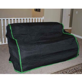 US Cargo Control Heavy Duty Quilted Loveseat Cover - 64 Inches x 46 Inches - Black/Green Furniture Pad for Moving/Storage - Cotton/Polyester Blend Fabric - 9 Pounds - Washable, Reusable