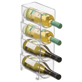 iDesign Stackable Bottle Holder for Water or Wine Bottles - Set of 4 - Clear