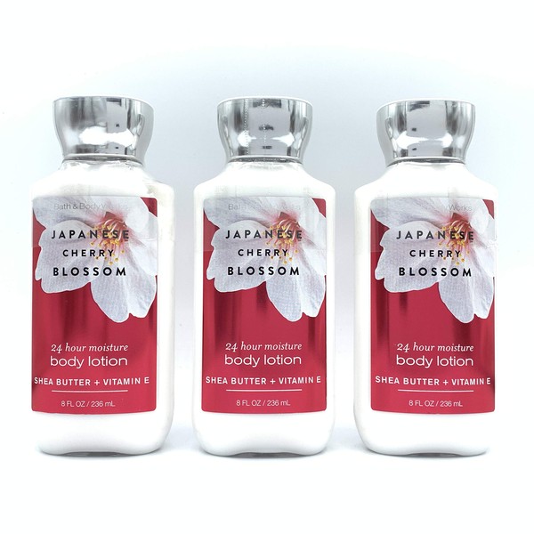 Bath and Body Works Japanese Cherry Blossom Body Lotions Set of 3 X 8 Fl Oz Bottles