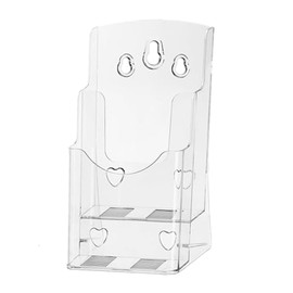 soportes acrílicos para folletos, tamaño A6, 4 pulgadas de ancho, 2 niveles de acrílico, soporte de exhibición para folletos, soporte de pared o mostrador, para oficina