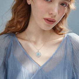 Daixiya Star of David Necklace for Women 925 Sterling Silver Star of David Turquoise Pendant Necklace Tree of Life Jewelry Gifts for Women Men