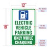 1PC Electric Vehicle Parking Sign, 18 x 12 Inches -
