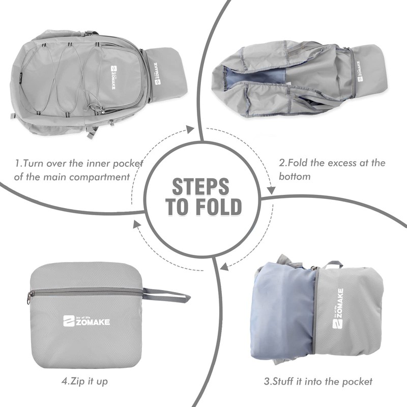 ZOMAKE Foldable Backpack Lightweight Rucksack 35L,Packable Small Backpacks Water Resistant