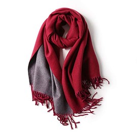 Jeelow Double Sided Two Toned Scarf Shawls Wrap Soft Cashmere Feel Winter Scarfs For Men Women (Red Grey)