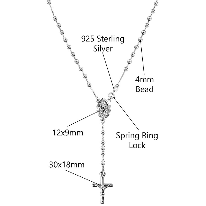 Savlano 925 Sterling Silver Italian Solid Bead Chain Cross &