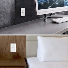 SuperInk 5 Pack UL Certificated Type C & Type A 5.8A 5V USB Wall Outlets 15A Tamper Resistant Receptacle Wall Plate Charger Adapter AC Power White Socket for USB Charging Sync Data Cable Easy Install