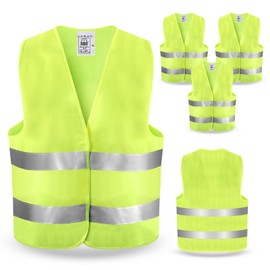 Thinkcase Warnweste Auto - 5 Stck Pannenweste Neongelb, Sicherheitsweste Reflektierend fr KFZ Pannenhilfe, Waschbar, fr Autofahrer Fahrer Arbeitskr?fte
