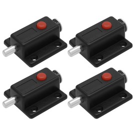 LT Easiyl Pack of 4 Black Plastic Door Latch with Push Button and Spring Automatic Door Bolt for Cabinet Doors, Wardrobe Doors, Cots Windows (36 mm x 37 mm)