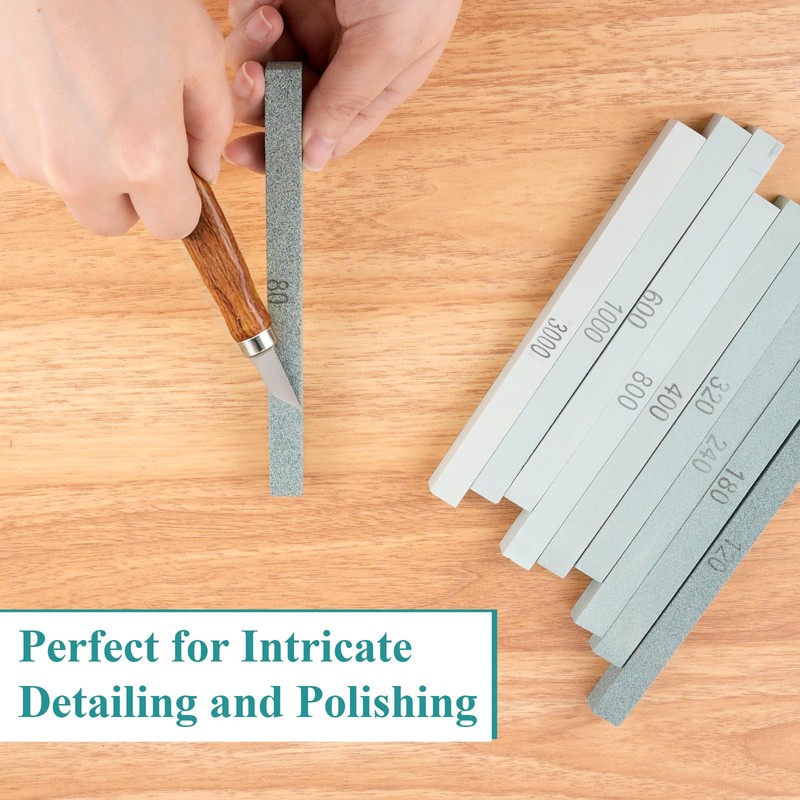 Supkiir 20Pcs Rectangular Sharpening Stone Set, 80#-3000# Green Silicon Carbide