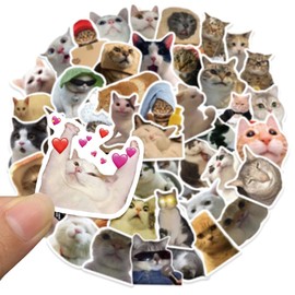 50 Pcs Cat Stickers,Funny Cat Meme Stickers,Kawaii Pet Stickers for Kids Adults,Waterproof Vinyl Stickers for Laptop Phone Guitar Water Bottles Luggage