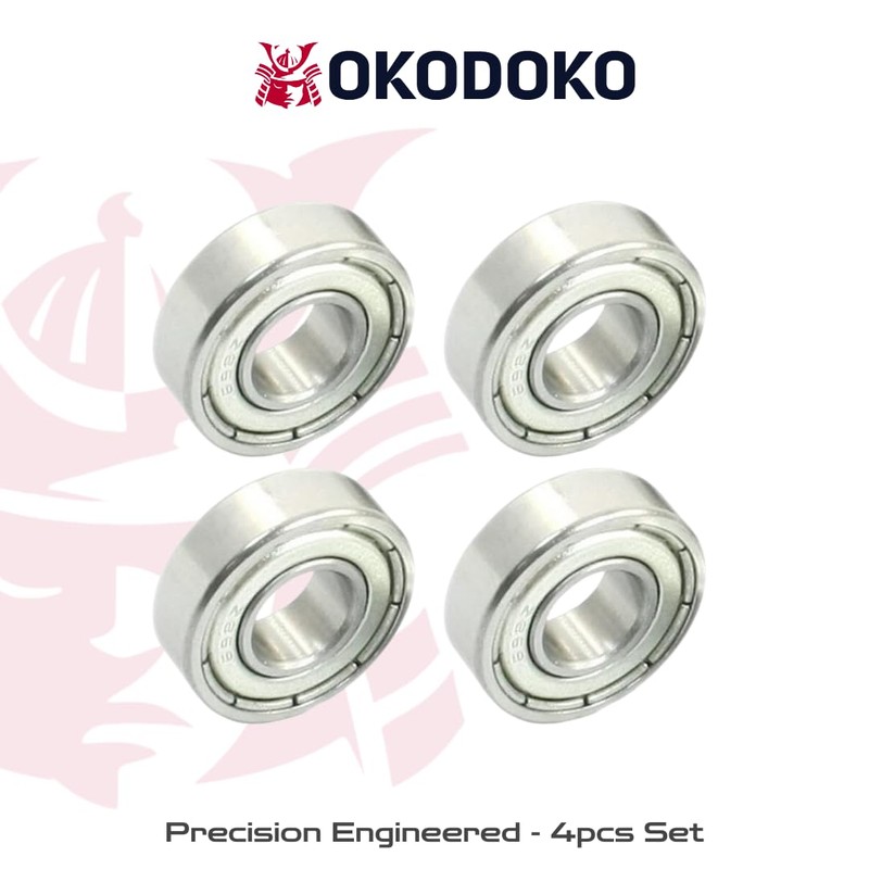 4 Pack of 698Z Deep Groove Shielded Steel Ball Bearings