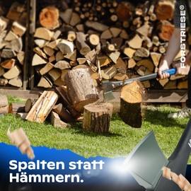 FORSTRIESE® Axt 36cm | Vibrationsarme Spaltaxt | Beil aus hochwertigem Non-Break Fiberglas-Kunststoff zum Holz spalten | Teflon Beschichtung & ergonomischer Griff | TimberX36