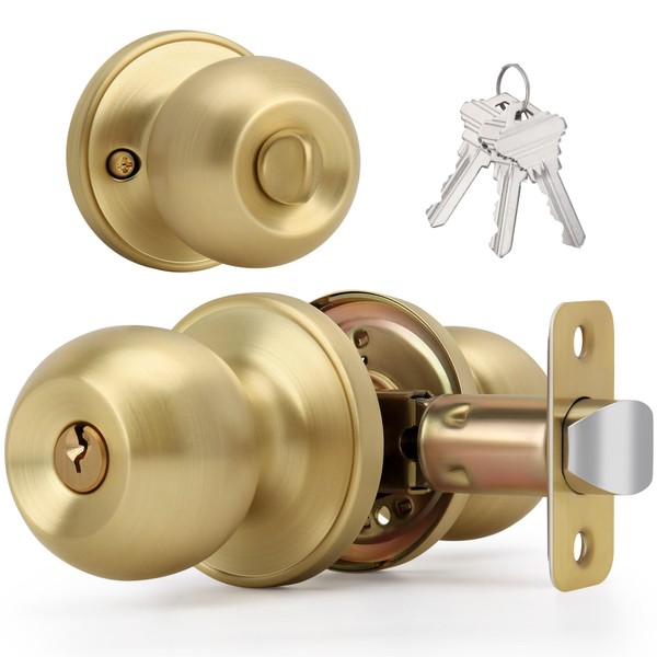 LOQRON Ball Design Door Knob with Keys and Lock, Keyed