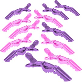 Deke Home Pinza para el cabello para mujer, pinzas de plástico para seccionar el cabello, pinza de pelo de cocodrilo duradera con agarre antideslizante y dientes grandes anchos para un fácil peinado grueso/fino (paquete de 12 coloridos)