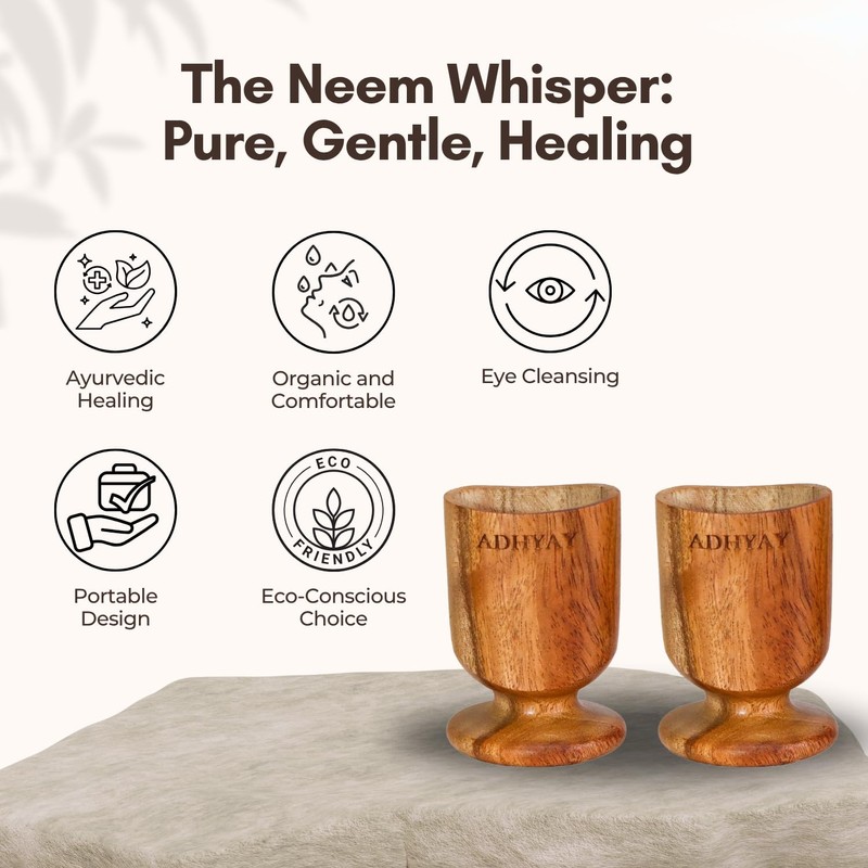 ADHYAY Netra Neti Neem Wood Eye Wash Cups-Ayurvedic Healing With
