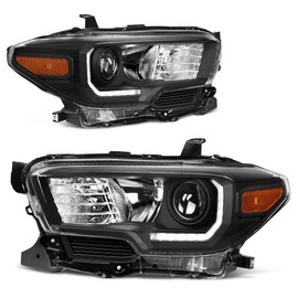 AUTOSAVER88 Headlights Assembly with LED DRL Compatible with 2016 2017 2018 2019 2020 2021 2022 Tacoma Pickup Headlamp Pair Replacement Black Housing Amber Reflector Clear Lens
