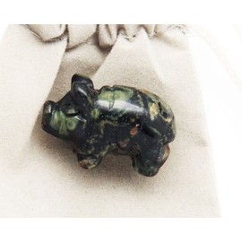 Fundamental Rockhound Products: 1" Hand Carved Pig Kambaba Jasper Gemstone Crystal with Information Card and Pouch