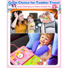 Gojmzo Busy Board Montessori Toys for Toddler Girl Birthday Gifts, Busy Book Sensory Toys for Toddlers, Learning Educational Toddler Travel Activities