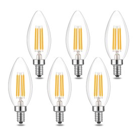 Lamsky E14 LED Bulb Dimmable,110V 400LM 40W Equivalent Warm White 3000K,E14 European Base Candelabra Bulbs,C35 Clear Vintage Torpedo Shape Bulb for Chandeliers,Pendant,Ceiling Fan(6-Pack)
