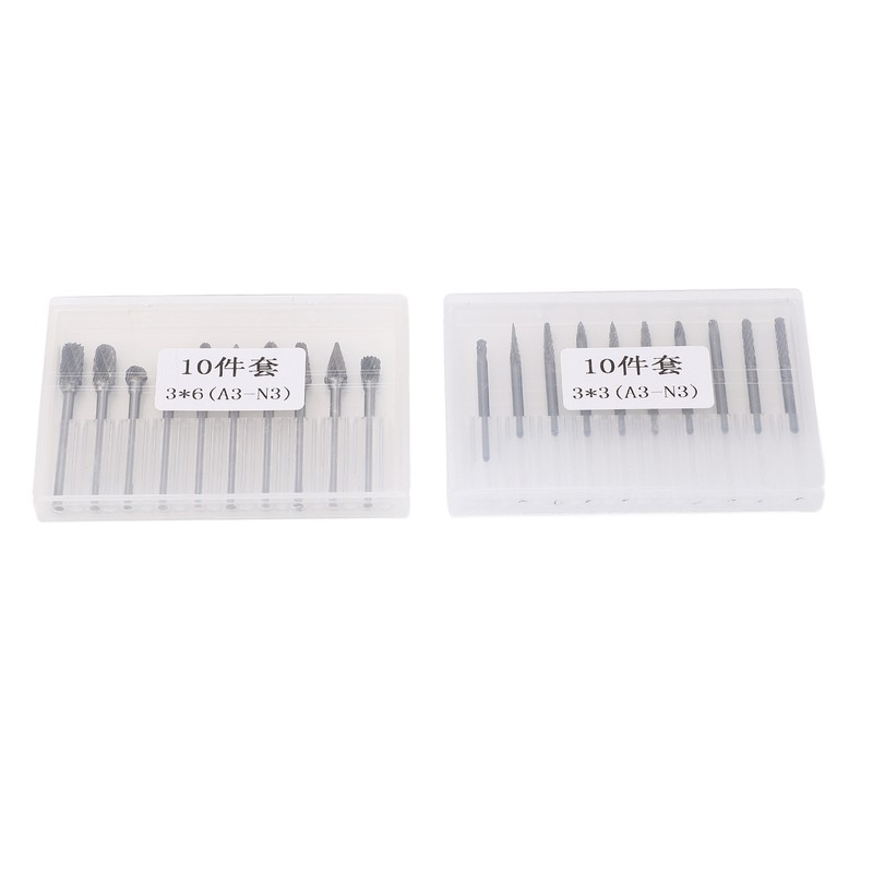 20Pcs Tungsten Carbide Carving Bits Double Cut Rotary Burr Set