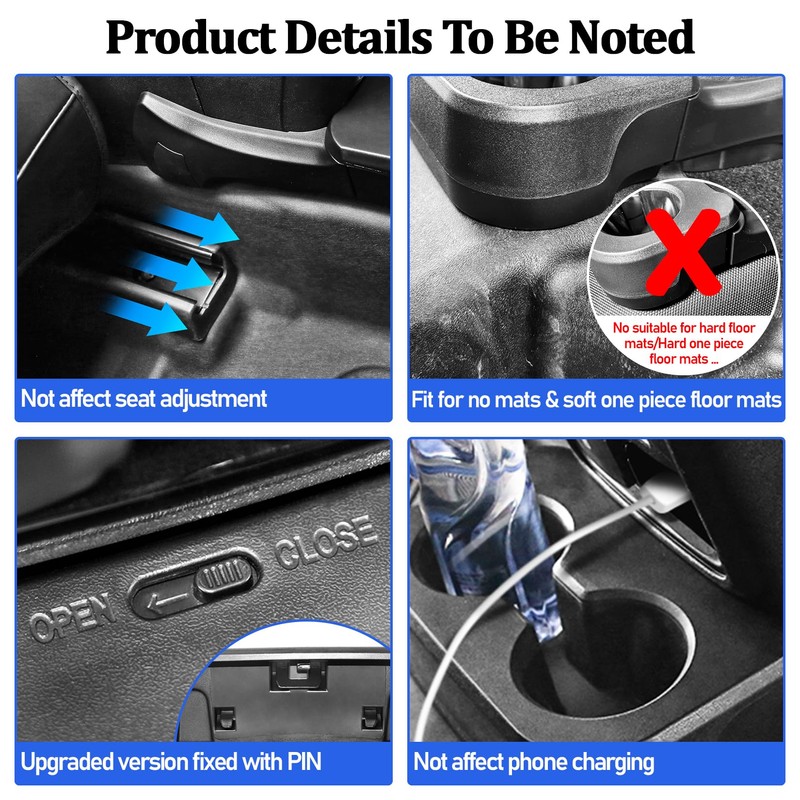 qbvk Removable Rear Cup Holder for Ford Bronco 2021 2022