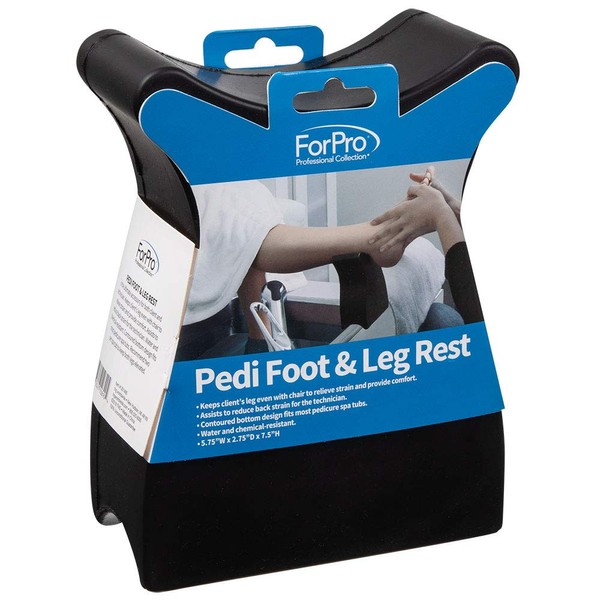 ForPro Pedi Foot & Leg Rest, Portable Foot and Leg Rest, 5.75" W x 2.75" D x 7.5" H, Black