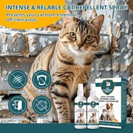 Cat Deterrent Spray - Safe Non-Toxic Anti-Scratch Repellent for Dogs and Kittens, Protects Furniture, Carpets, Curtains, Plants,Indoor and Outdoor Use,Natural Citrus Scent (2 * 100ML)