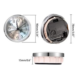 Mini reloj redondo de 90 mm, inserto de reloj de cuarzo dorado Carkio con número arábigo, esfera dorada, bisel de tono dorado, movimiento de ajuste en miniatura, para agujero de 78 mm de diámetro