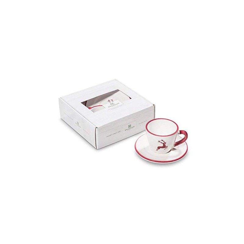 GMUNDNER KERAMIK Espresso for you Gourmet Crockery Set, Bordeaux Red