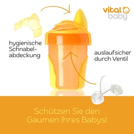 Vital Baby Baby's First Drinking Cup/Leak-proof Cup with Soft Spout and Non-Slip Base 120 ml - Sippy Cup for Babies and Toddlers - from 4 Months