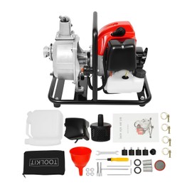 43CC 2-Stroke Gasoline Engine Water Pump, 1.7HP 1 Inch Semi-Trash Water Transfer Pump, 8500RPM Garden Farm Irrigation Pump High Pressure Pumps for Drainage, Irrigation, Landscaping, Swimming Pool