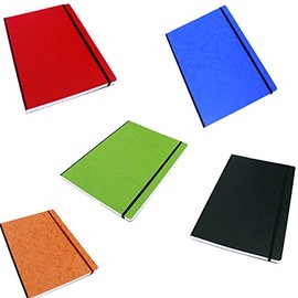 Pack of 5 Clairefontaine Basic Large Clothbound Notebook (8 1/4"x 11 3/4") Black, Blue,Green, Red and Tan 192 Pages