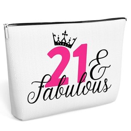 21th Birthday Makeup Bag Gift for Sister Friend Teen Girls, 21 Year Old Cosmetic Bag for Daughter Granddaughter Christmas Gifts Cosmetic Travel Bag for Birthday
