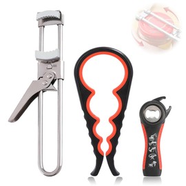 Can Opener, Manual Jar Opener, Screw Lid Opener, Seniors, Pack of 3, Can Opener, Stainless Steel, Adjustable, Multifunctional Screw Jar Opener, Can Opener, Non-Slip Glass Lid Opener for Seniors Women